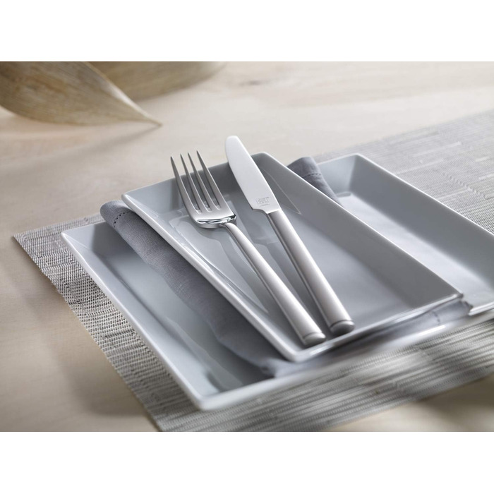 ZWILLING Senses Flatware Set, 68-Piece, For 12 People, 18/10 Stainless Steel/Premium Blade Steel, Matte Finish, Silver