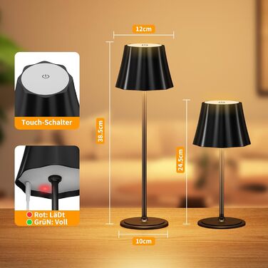 Бездротова LED-лампа Suright для столу з акумулятором 5000mAh, 3 режими кольору та регулюванням яскравості, IP54 вологозахист для вулиці, кемпінгу, тераси, вітальні, спальні