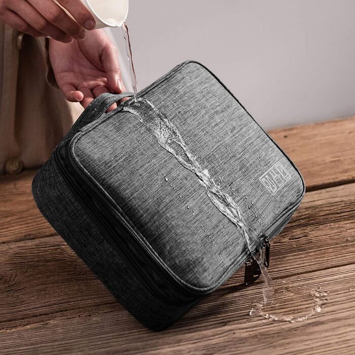 Водонепроникна сумка-органайзер для кабелів та електроніки Ruyosn. Двошарова сумка для кабелів, повербанку та аксесуарів. Чорний колір.