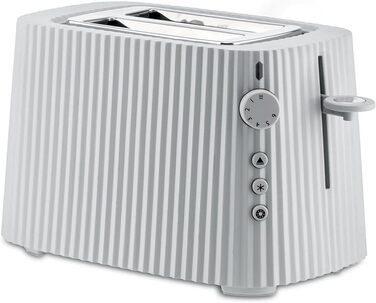 Alessi Plissé MDL08 W - Design Toaster, Six levels of gold plating, made of thermoplastic resin, European plug 850 W, White One size White