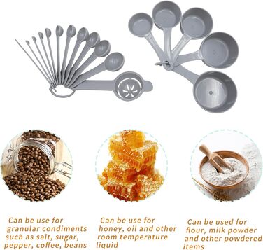 Tongude 45-Piece Silicone Baking Mold Set, 6-Cup Silicone Baking Mold for Baking Bread, Muffin Tins, Non-Stick Kitchen Oven Baking Molds, with Measuring Cups and Spoon Set, gray