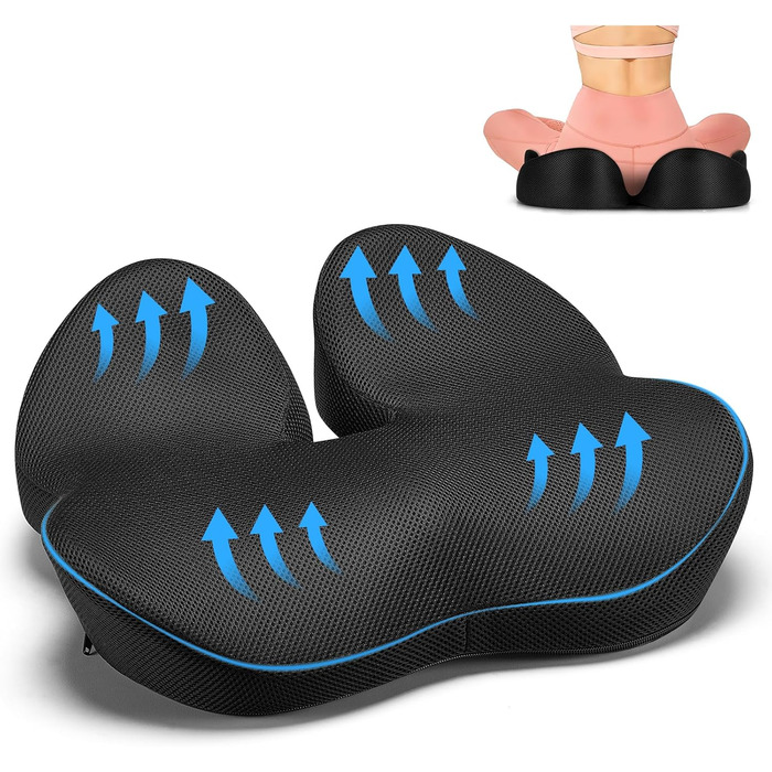 Ортопедична подушка для сидіння Acacomft з memory foam для зменшення болю в куприку. Ергономічна подушка для офісу, авто, дивана та інвалідного візка