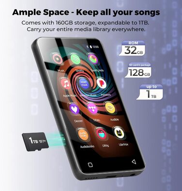 MP3 плеєр Inioasis з Bluetooth, WiFi, Spotify, Amazon Music, 4