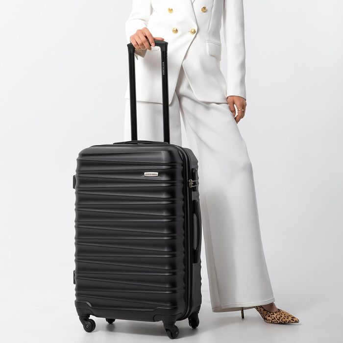 Валіза на колесах WITTCHEN Groove Line L, велика, чорна, ABS, з кодовим замком, для авіакомпаній Lufthansa/Eurowings/Ryanair