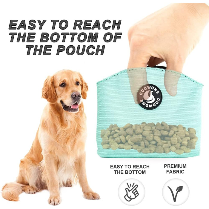 Сумка для ласощів для собак COOWONE, з магнітною застібкою, 900D Oxford, для дресирування та прогулянок (м'ятний колір)