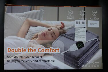 Електрична гріюча ковдра TOHDNC 180x150 см, фланель, 6 режимів нагріву, таймер, захист від перегріву