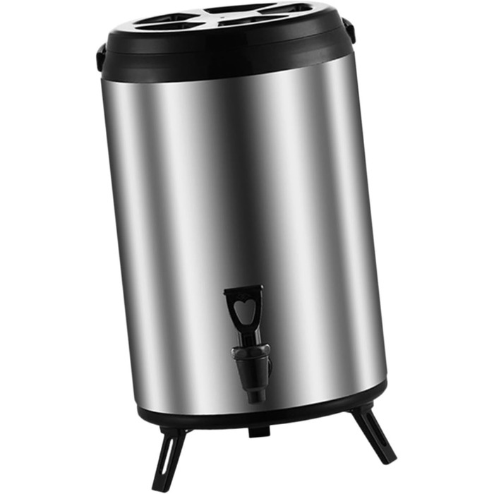 F Fityle Hot/Cold Beverage Dispenser, Tea Barrel with Tap, Water-Insulated Drink Dispenser, Drink Container for Camping/Kindergarten, 6L Silver