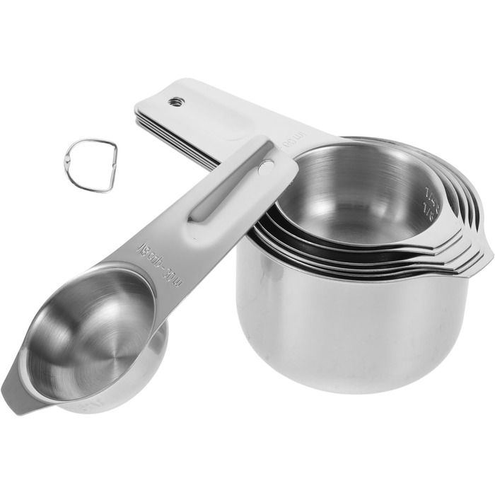 MAGICLULU 3-Piece Baking Tool Set, Paper Coffee Cups with Lids, Measuring Spoons, Bowl Holder Clips, Latte Glasses, Modern Adjustable Cutlery, Automatic Bottle Opener, Gold, Silver, Stainless Steel