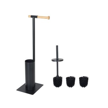 Relaxdays 2-in-1 Black Bamboo Toilet Set