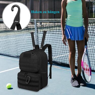 BlesMaller Tactical Tennis Backpack - Unisex with Shoe Compartment & Racket Protection - Black Sports Bag