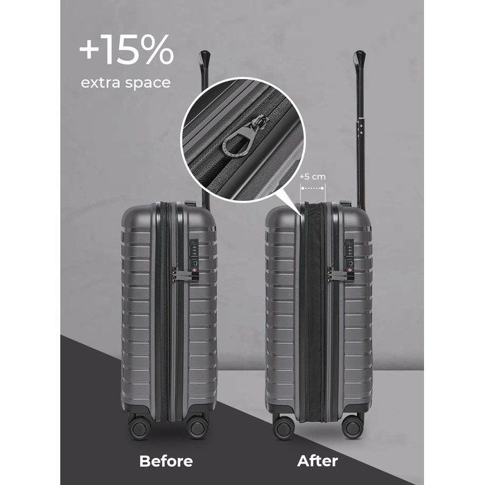 Розширюваний ручний багаж 55 см Anthracite Metallic Collection 04 з TSA-замком та 4 колесами | з поліпропілену | 40-48 літрів
