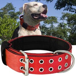 Dog Collar for Large Dogs - 5 cm Wide Collar with Handle for Extra Large Dog Breeds, Soft Padded Neoprene Nylon Dog Collar for Large Dogs Big Dog Collar (56-66cm, Red)