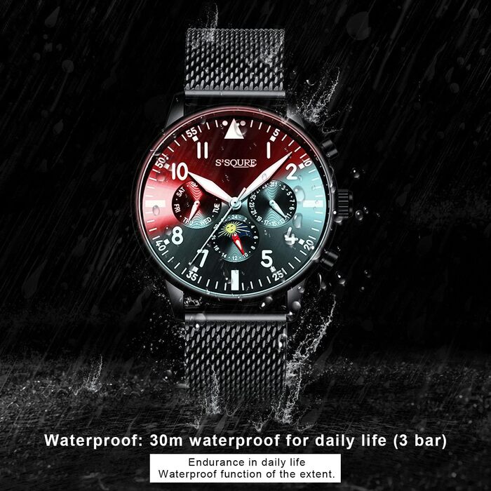 Чоловічий годинник, автоматичний механічний, чорний аналоговий, з датою, з нержавіючої сталі. Ремінець S-подібний, спортивний годинник, подарунок