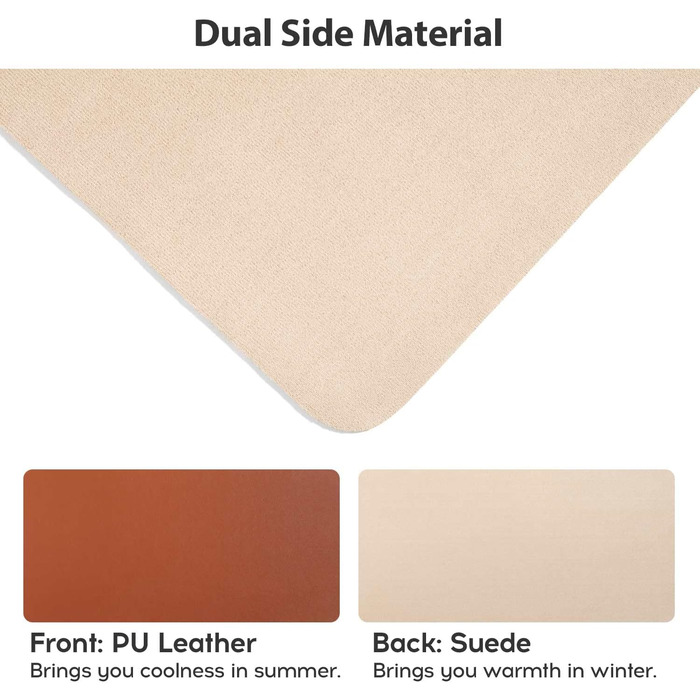 Підкладка на стіл велика 90x43 см Braun з PU шкіри, килимок для миші, клавіатури та ноутбука, водонепроникний, антиковзкий