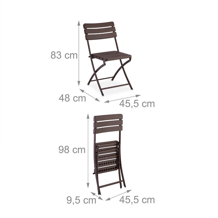 Relaxdays Balcony Furniture Set, 3-Piece, Wood-Look
