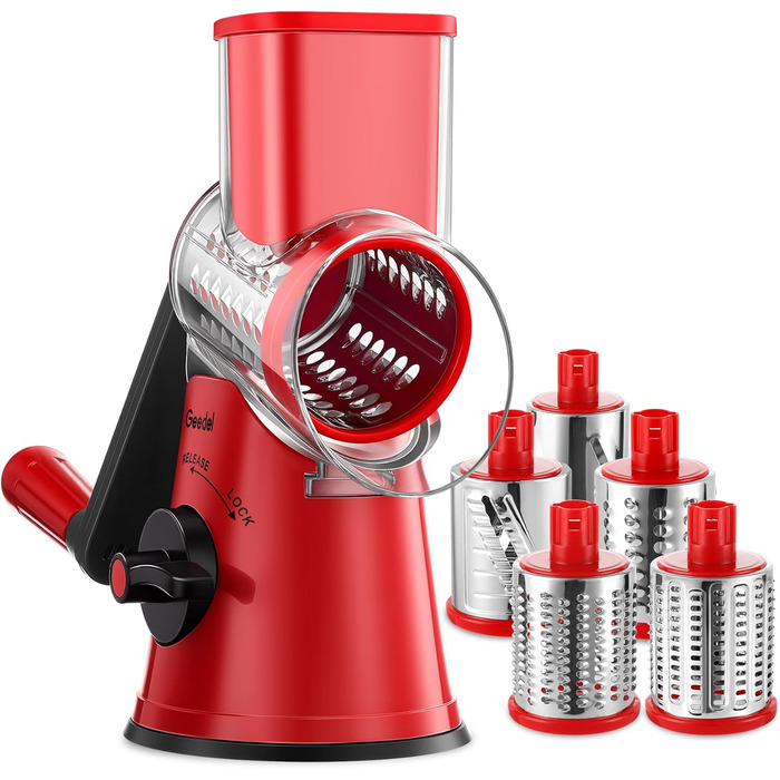 Трока для овочів та сиру з 3 наборами лез, біла (червоно-чорна, 5 лез)