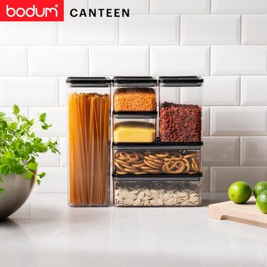 Набір контейнерів для зберігання Bodum CANTEEN 12 шт. з чорними кришками, BPA-free, для мийки в посудомийній машині, прозорі, штабельовані