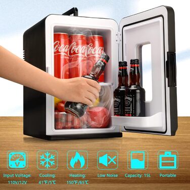 Міні-холодильник Vasip 15L з охолодженням та нагріванням, 220V/12V DC - для дому, офісу, кемпінгу та авто