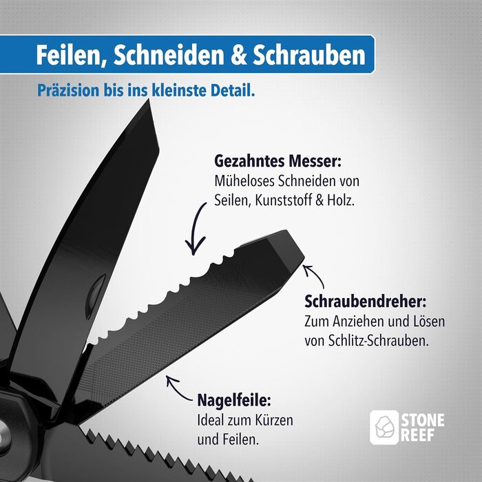 Мультитул 12 в 1: мультиінструмент з нержавіючою сталею, плоскогубцями, викрутками, ножем та пилкою – ідеальний для кемпінгу, відпочинку на природі та майстерні – подарунок для чоловіків