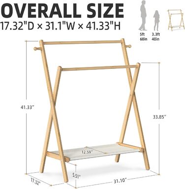 Kids' Clothes Rack, Small Clothes Rack for Toddlers and Pets, Dress-Up Rack with Shelf and Double Rods, Foldable Clothes Rack for Kids' Rooms (Standard Size)