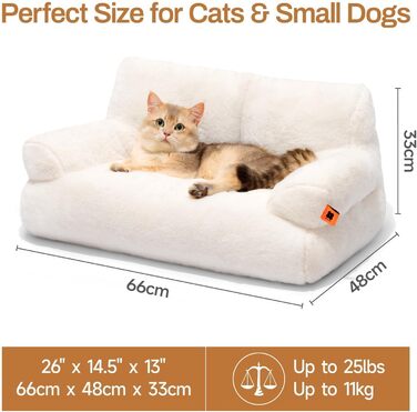 М'яке ліжко для котів та маленьких собак MEWOOFUN, 66x48 см, біле
