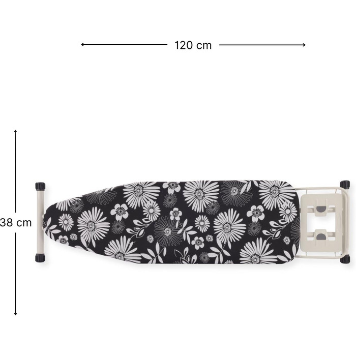 Прасувальна дошка SensaHome розкладна, 120x38 см, з підставкою для праски, квітковий принт, сірий