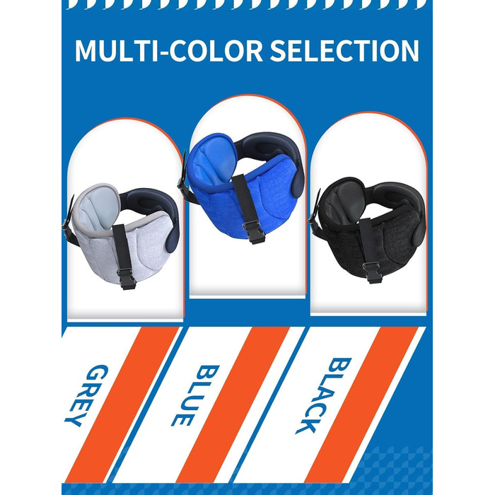 Подушка для шиї в літак з маскою для сну 3D, підтримуюча стрічка 360°, проти нахилу голови, аксесуар для тривалих перельотів (Синьо-блакитна в клітинку)