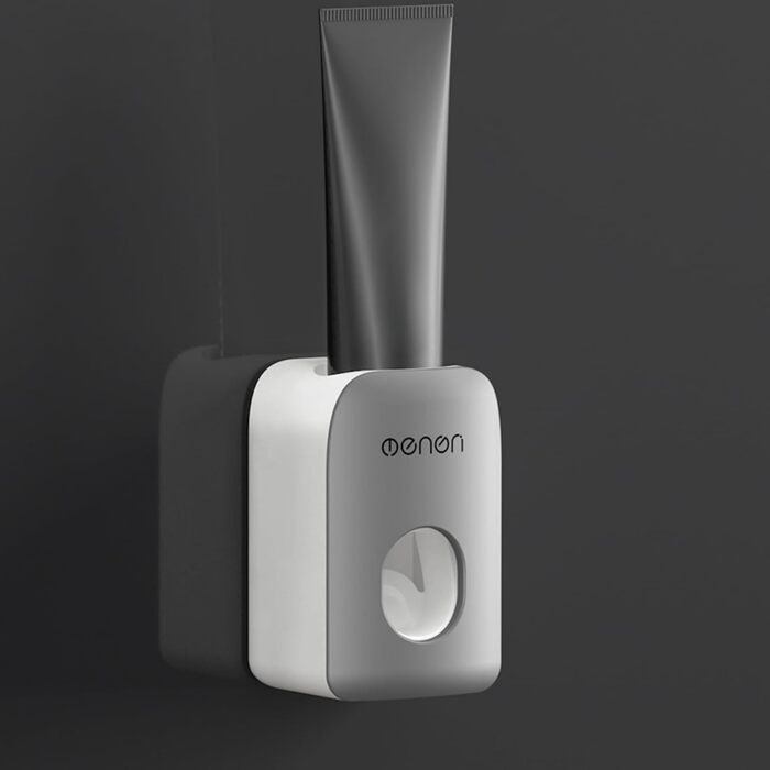 Toothbrush holder without drilling, wall mount, bathroom shelf, with 1 automatic toothpaste dispenser, 6 brush hooks, 1 cosmetic drawer, organizer, and ample storage space (1 dispenser + 3 cups) (1 Dispenser)