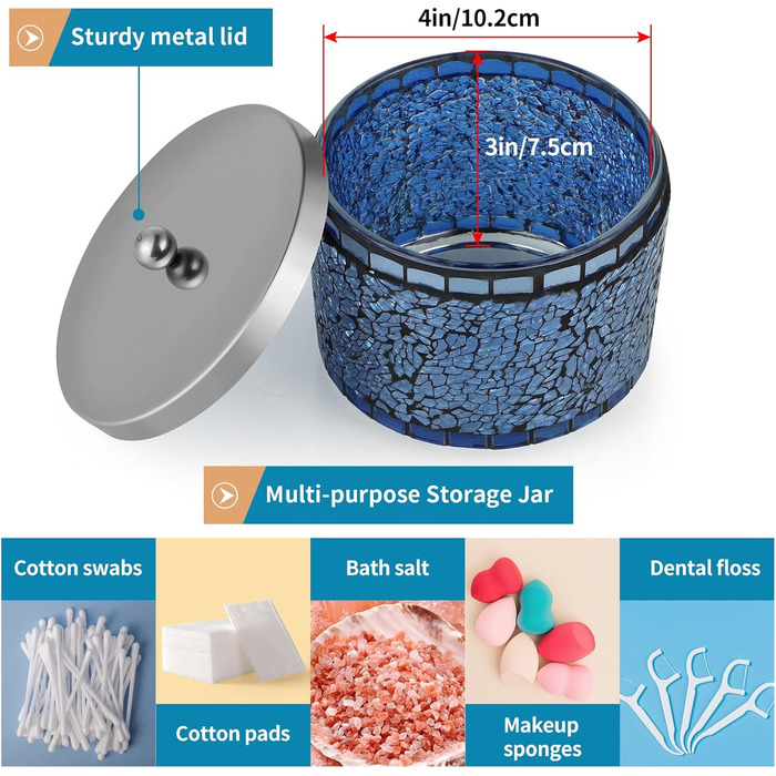 Набір аксесуарів для ванної кімнати Sanbege з мозаїчного скла, 4 шт., блакитний, комплект для ванної кімнати