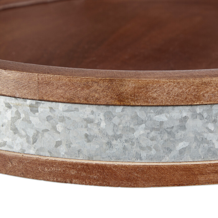 Relaxdays Mango Wood Tray with Metal Rim