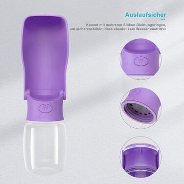 Водяна пляшка для собак на прогулянку 350мл/570мл. Водяна пляшка для цуценят, маленьких, середніх та великих собак. Зручна водяна пляшка для собак, щоб пити в дорозі (Lila)