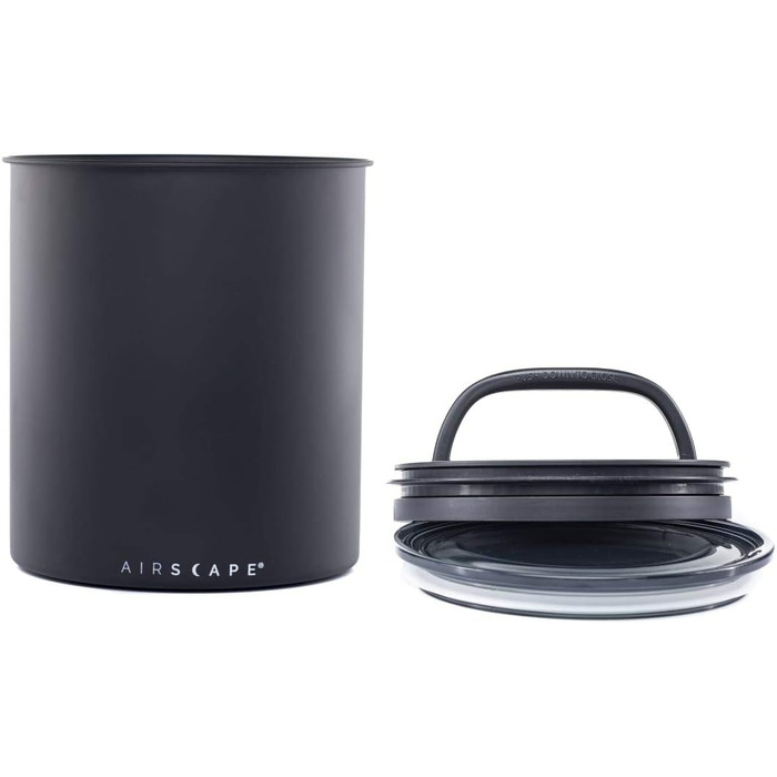 Airscape Coffee Storage Canister (1.1 kg dry beans) – Large Kilogram-Sized Container, Patented Airtight Lid Pushes Air Out to Preserve Food Freshness (black)