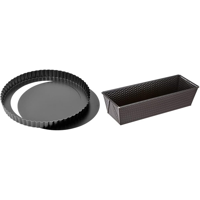 ORIGINAL KAISER Classic Tarteform with Lifting Base 28 cm, Quiche Pan non-stick coated, 1 - Pack & Classic Cake Pan Loaf Pan 30 x 11 x 8 cm, King Cake Pan non-stick coated