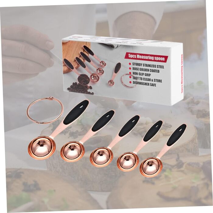Cieeo Measuring Spoon Set in Rose Gold Kitchen/Baking Utensils Stainless Steel Spoons for Dry and Liquid Ingredients, Home Use, Spoons with Engraved Handle, Stackable Storage