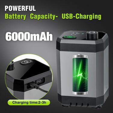Портативна душова кабіна для кемпінгу з насосом, 6000mAh, 20л, з душовою насадкою та шлангом 2м, індикатор температури та заряду батареї, Type-C, для саду, автомийки, подорожей
