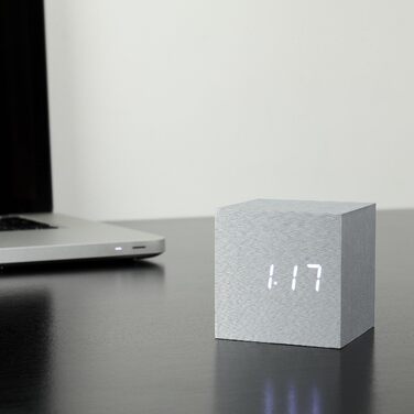 Cube Click Clock Aluminium / White LED 6.8x6.8x6.8 cm Black