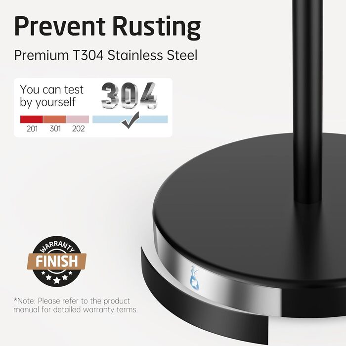 KES Freestanding Toilet Paper Holder with Weighted Base - Stainless Steel SUS304 - Brushed Finish - Black Matte - 26 Inch