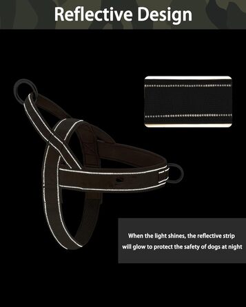 Шлейка для собак без тяги, не виривається, відбиваюча, регульована (Чорний, M) для малих та середніх собак, обхват грудей 53–70 см