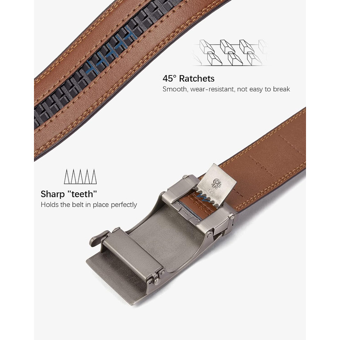 Чоловічий шкіряний ремінь Bostanten з автоматичною застібкою-ратом, 35 мм, регульований розмір, довжина 115 см, колір коричневий