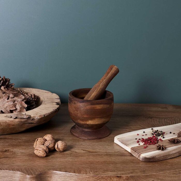 Морта та ступка з акації, 12 см - HOME DECO FACTORY