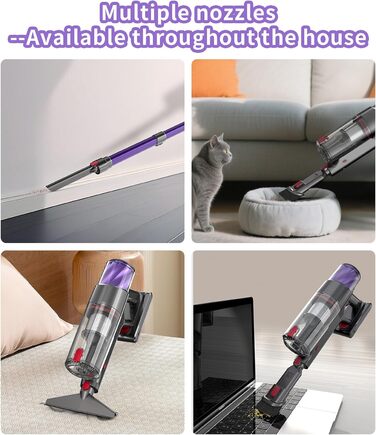 Бездротовий акумуляторний пилосос 550W, потужність 50Kpa, без мішка, з сенсорним екраном, антинамотування, для килимів, твердих поверхонь, авто