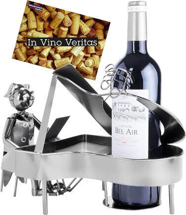 BRUBAKER Wine Bottle Holder Pianist Piano Player Metal Sculpture with Gift Card