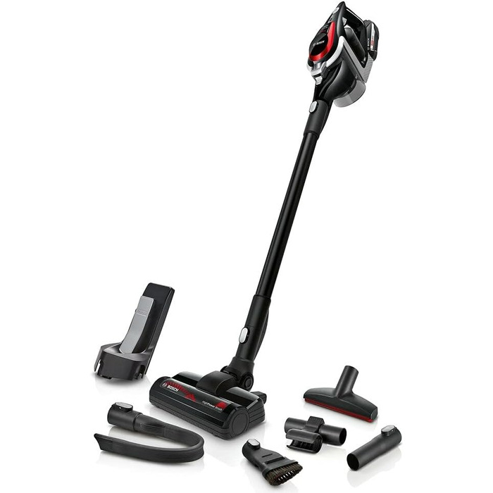 Bosch акумуляторний пилосос Unlimited ProPower Serie 8 BSS81POW1, бездротовий ручний, без мішка, гігієнічний фільтр, висока потужність всмоктування, довгий час роботи, швидка зарядка, насадка для щілин, чорний