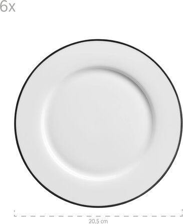 Mäser Nola - 12-Piece Dinnerware Set (White with Black Rim) - Plates, Bowls, Coffee Service