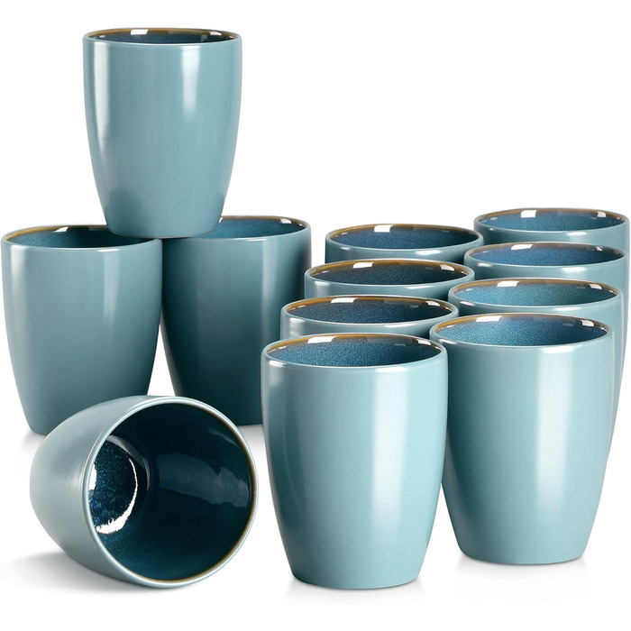 Handle-less cups, Vancasso BUBBLE 12-piece stoneware cup set, coffee cups 380ml