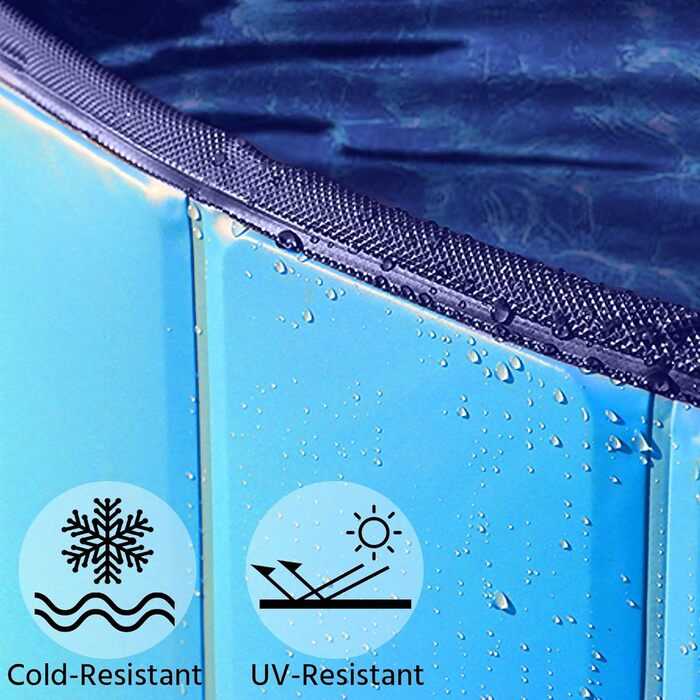 Yaheetech Foldable Dog Pool, Splash Pool for Dogs 160 x 30 cm, Anti-Slip Plates, Quick Drainage, Dog Bathtub with Bath Brush & 4 Patches, Thickened PVC Swimming Pool, Blue