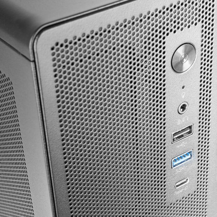 Корпус для ПК Tacens SAGITTA20, ATX, з LED-дисплеєм, 3 вентилятори 120мм, загартоване скло, сітчаста передня панель, USB-C, чорний