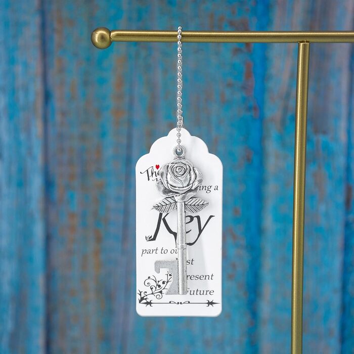 Aokbean 100 Pieces Wedding Key Bottle Opener Rose Shape Vintage Rustic Cake Accessories Suitable as a Gift for Guests with Thank You Card and Chain (Antique Silver)