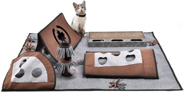 CanadianCat Company | Coleen Cat Activity Mat, Intelligence Toy for Cats, Interactive Play for Cats Activity Mat, Play Mat, gray/brown, 110 x 90 cm