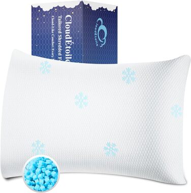 CloudÉtoile Memory Foam Pillow - Height-Adjustable Orthopedic Pillow with Shredded Memory Foam Ergonomic Neck Pillow, Side Sleeper Pillow, Neck Support Pillow (60x40cm)